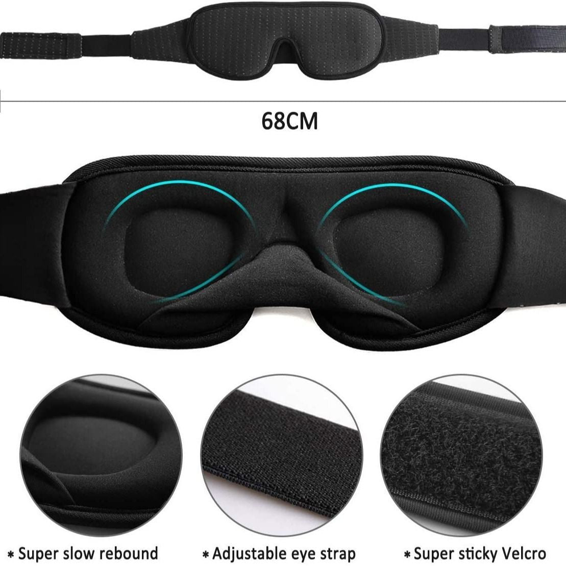 SERENITY summer breathable sleep mask — 3D contour, adjustable strap, slow-rebound foam