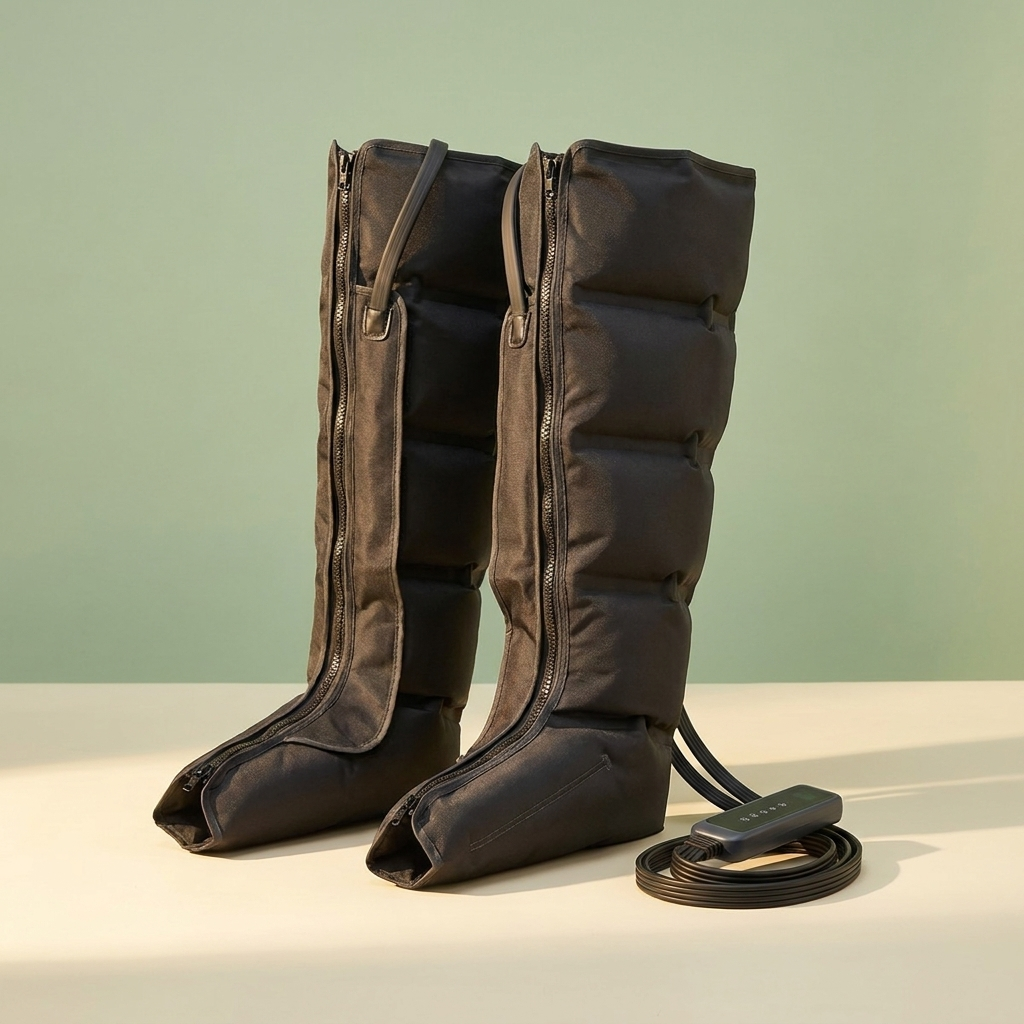HALCYON air-compression leg and foot boots with touch controller, premium studio shot