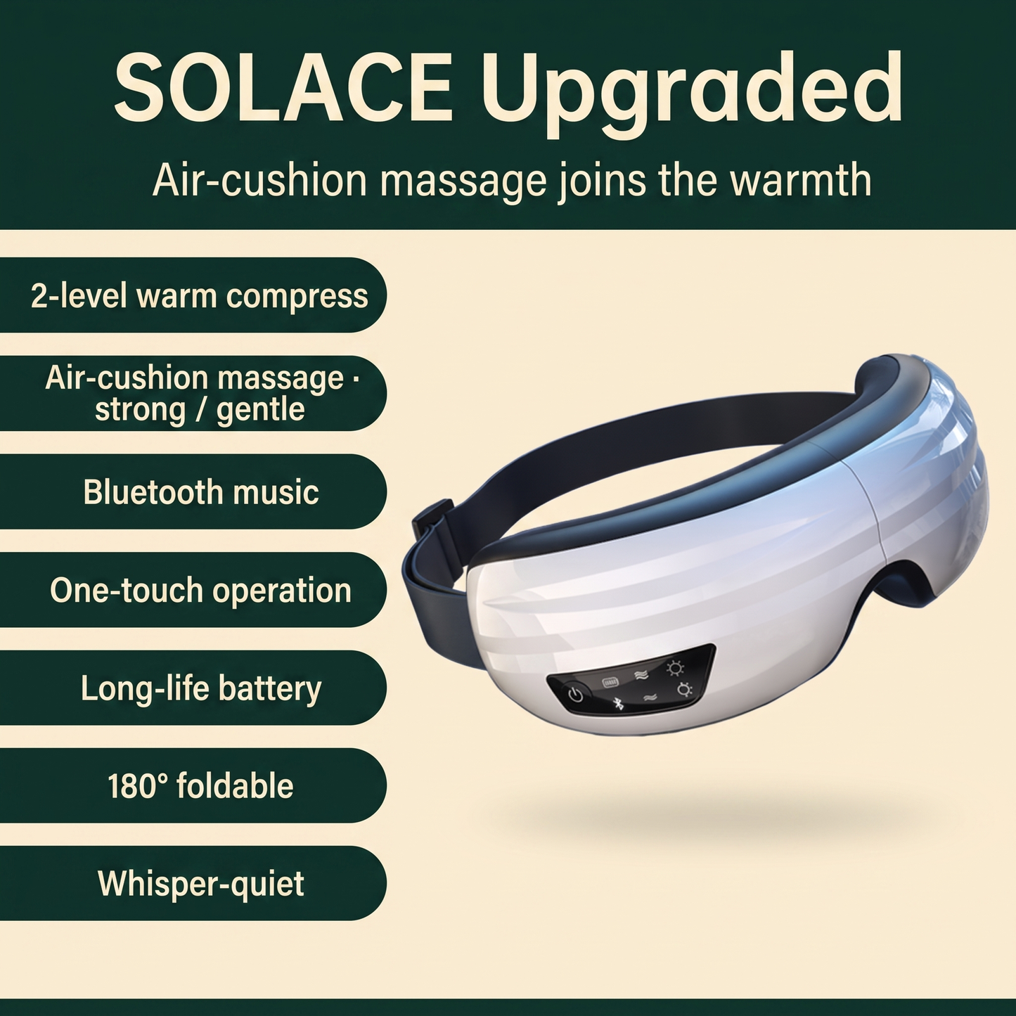 SOLACE Upgraded edition — air-cushion massage joins the warmth, with Bluetooth music